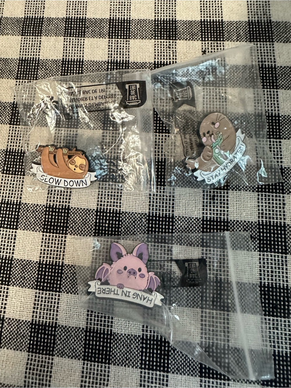 Bat Sloth Otter Pin Set New